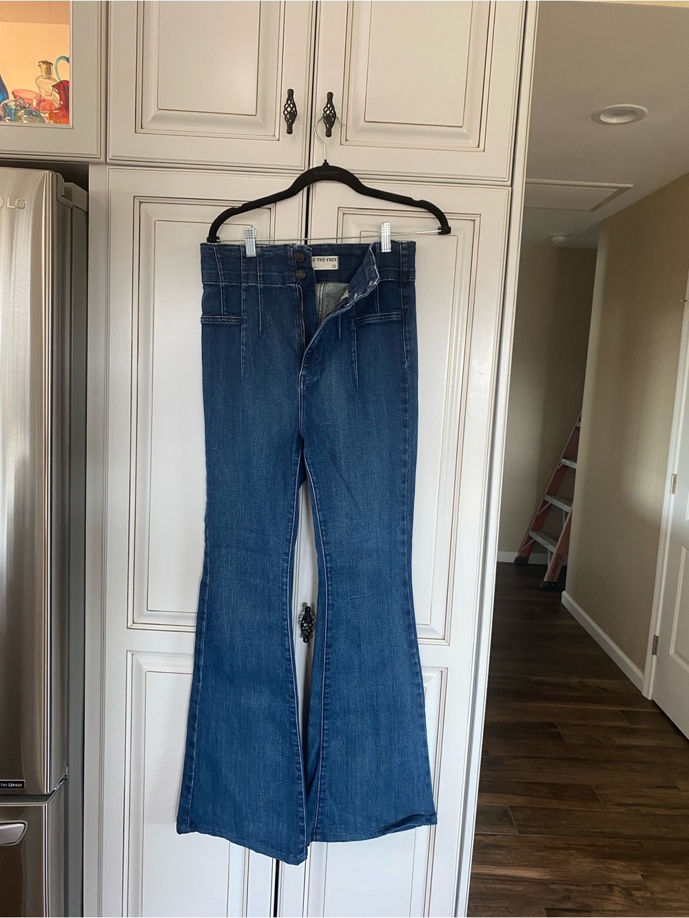 We The Free Dark Blue High-Rise Flare Jeans